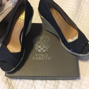 Vince Camuto Denim Wedges - Size 8
